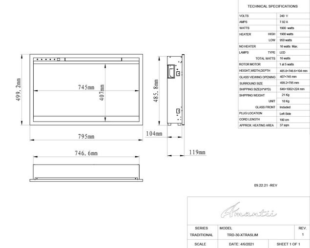 Amantii 30" Extra Slim Featuring a 4" Depth-WiFi-3 Speed Motor-Programable Remote, , hi-res