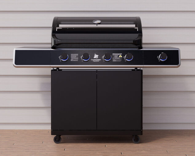 Beefmaster Premium T-Series 4 Burner BBQ on Classic Cart with Stainless Steel Side Burner, , hi-res