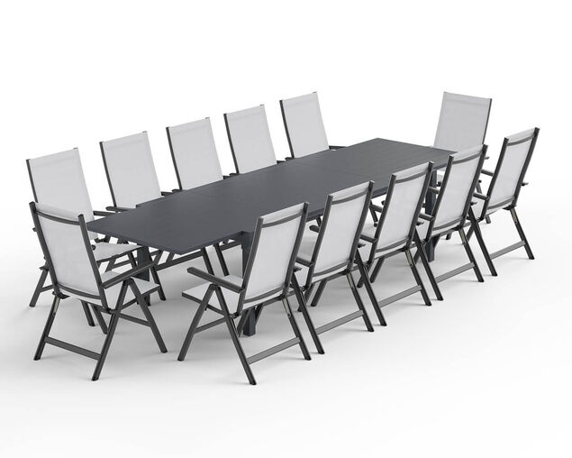 Frankie-Jette 13 Piece Extension Dining Setting - Gunmetal Grey, , hi-res image number null