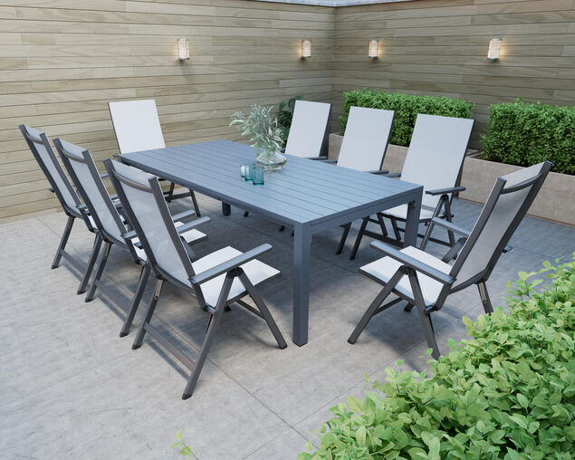 Frankie-Jette 9 Piece Dining Setting - Gunmetal Grey, , hi-res image number null