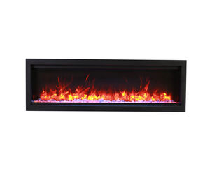 Amantii Smart 34" Clean face Electric Built-in with log and glass, black steel surround