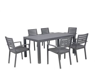 Boston-Jette 7 Piece Slatted Dining - Gunmetal Grey