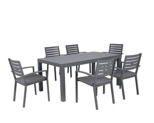 Boston-Jette 7 Piece Slatted Dining (Gunmetal Grey)