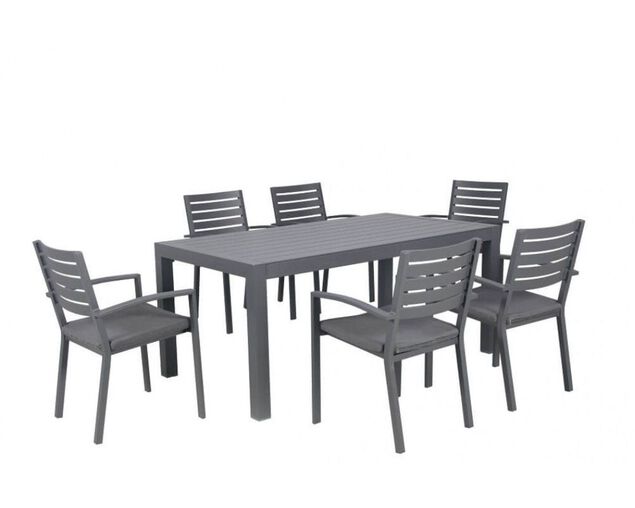 Boston-Jette 7 Piece Slatted Dining - Gunmetal Grey, Gunmetal Grey, hi-res image number null