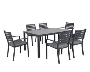 Boston 7 Piece Slatted Dining (Gunmetal Grey)