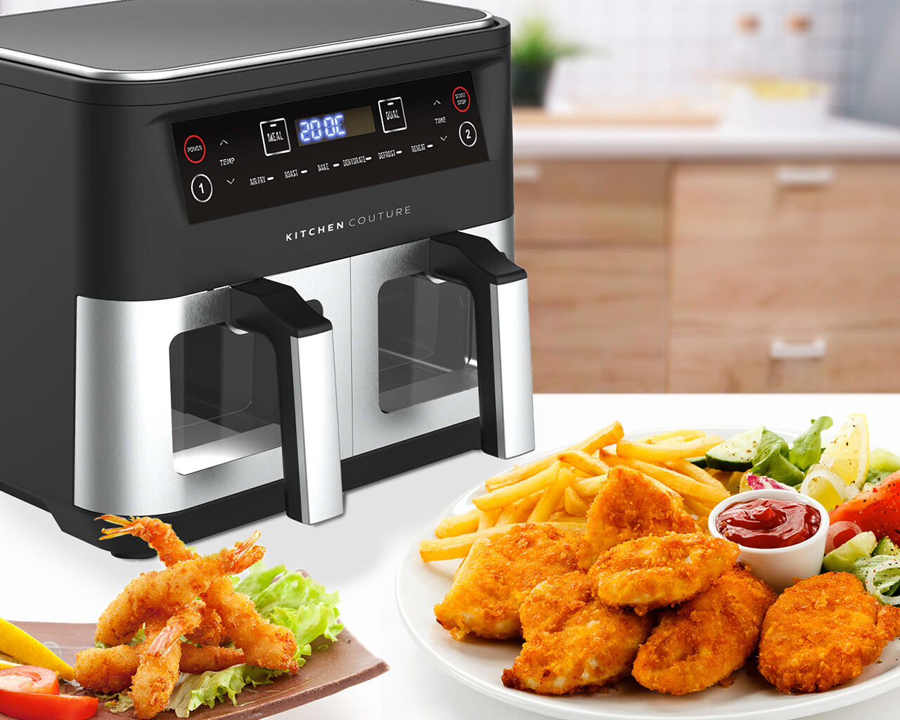 Buy Kitchen Couture Dual View Stainless Steel Air Fryer 10L at Barbeques Galore