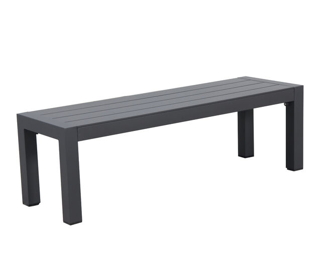 Jette 5 Piece Outdoor Low Dining Setting with 1 Three-Seat Lounge, 2 Single-Seat Lounges, 1 Table and 1 Bench - Gunmetal Grey, Gunmetal Grey, hi-res
