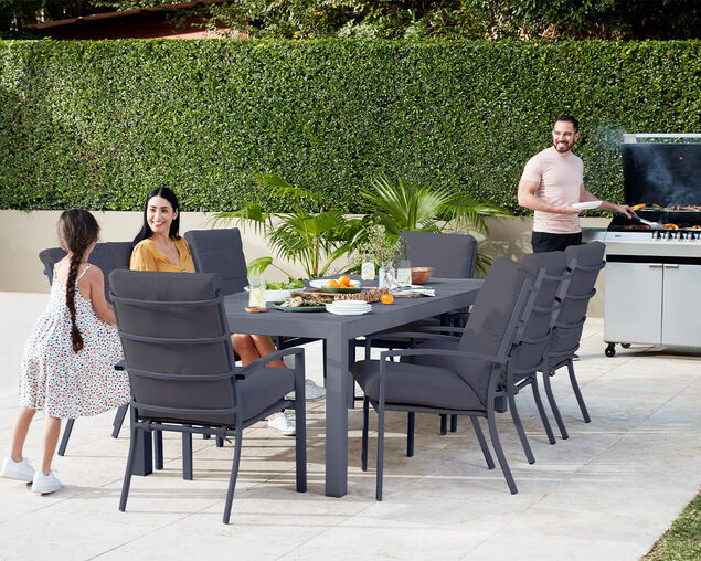Jette 9 Piece Dining Setting - Gunmetal Grey, Gunmetal Grey, hi-res
