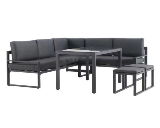 Patmos 5 Piece Low Dining Setting - Gunmetal Grey, Gunmetal Grey, hi-res