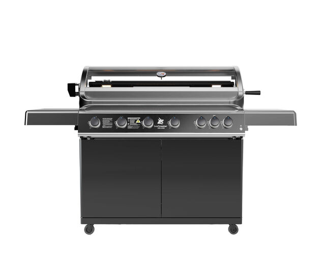 Deluxe Beefmaster T-Series 6 Burner BBQ on Classic Cart with Folding Shelves, , hi-res image number null