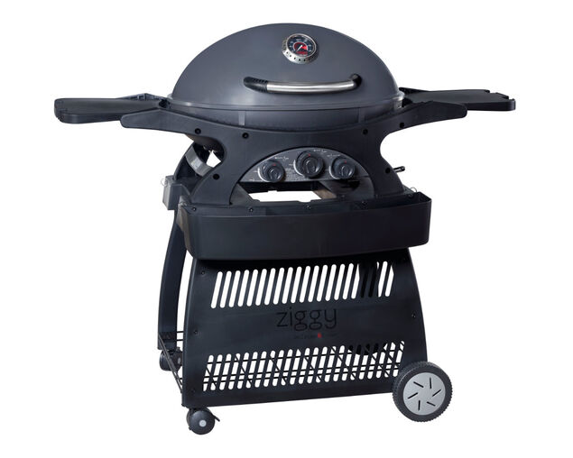 Ziggy Classic Triple Grill LPG BBQ Plus Cart Bundle - Gunmetal Grey, Gunmetal Grey, hi-res