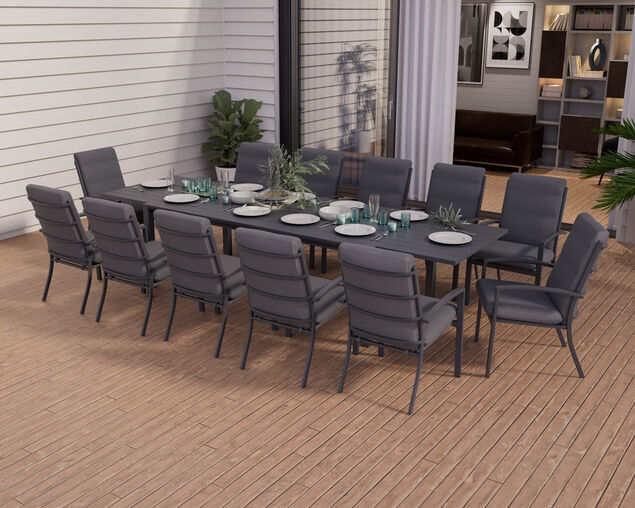 Jette 12 Seater Extension Dining Setting Bundle - Gunmetal Grey, Gunmetal Grey, hi-res image number null
