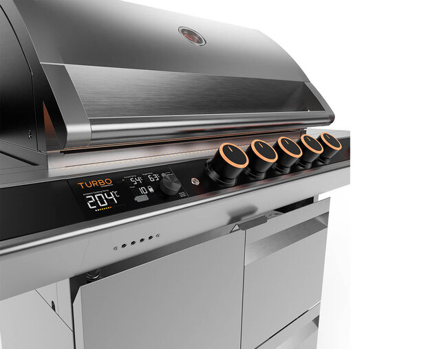 Ziegler & Brown Turbo Elite Pro 5 Burner BBQ on Cart with Side Burner & Drawer (T Series), , hi-res