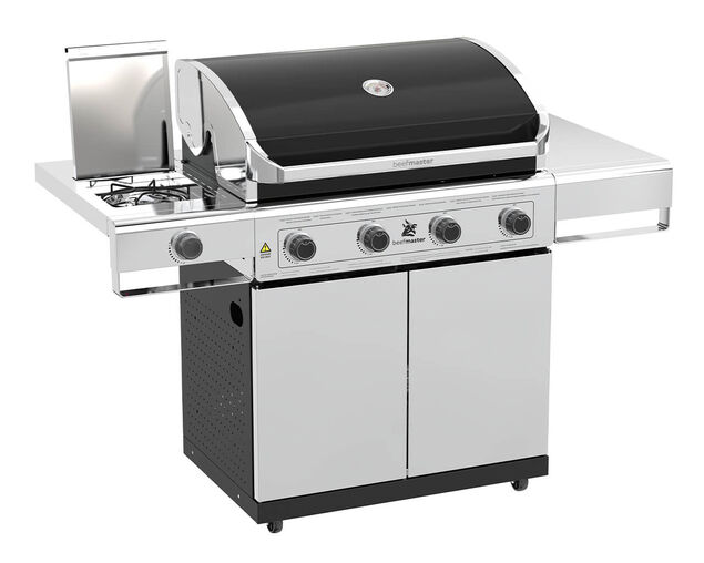 Beefmaster Classic 4 Burner BBQ on Deluxe Cart with Stainless Steel Side Burner, , hi-res image number null