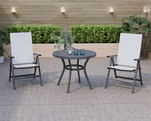 Frankie-Jette 3 Piece Chat Setting - Gunmetal Grey