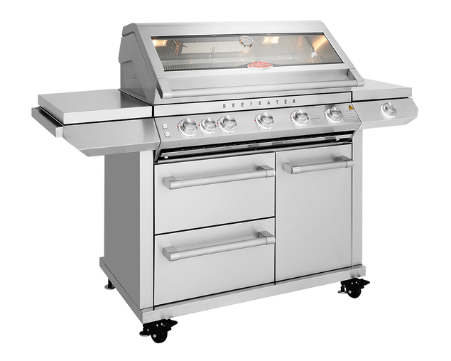 BeefEater 7000 Premium 5 Burner Flame Failure BBQ on Side Burner Cart, , hi-res image number null