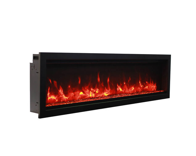 Amantii Smart 88" Clean face Electric Built-in with log and glass, black steel surround, , hi-res