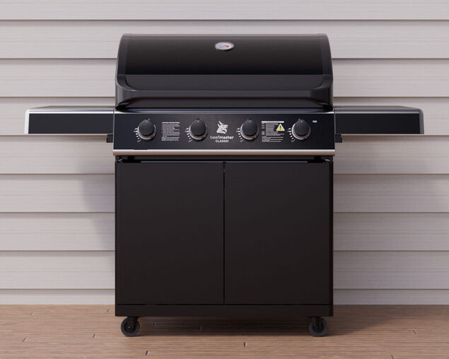 Beefmaster Classic T-Series 4 Burner BBQ On Classic Cart With Folding Shelves, , hi-res image number null