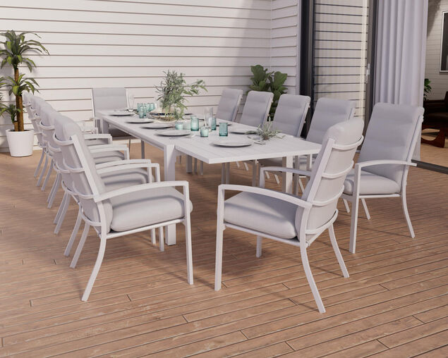Jette 12 Seater Extension Dining Setting Bundle - Bone, Bone, hi-res