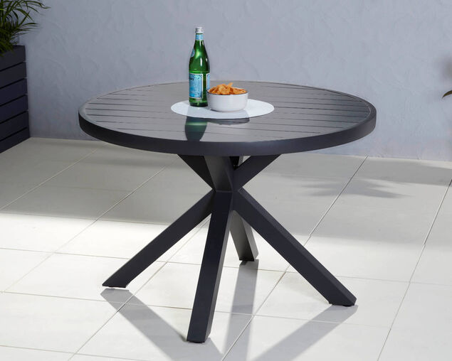 Buy Jette Round Dining Table 107.5cm (Gunmetal Grey) at Barbeques Galore.