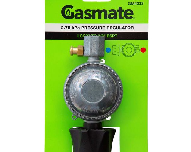 Gasmate 2.75 kPa Pressure Regulator LCC27 to 3/8" BSPT, , hi-res