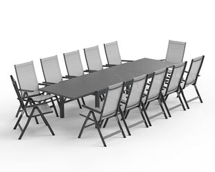 Frankie-Sinta 13 Piece Extension Dining Setting (Gunmetal Grey)