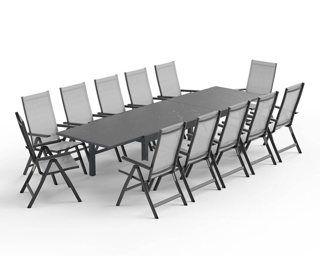 Frankie-Sinta 13 Piece Extension Dining Setting (Gunmetal Grey), , hi-res image number null