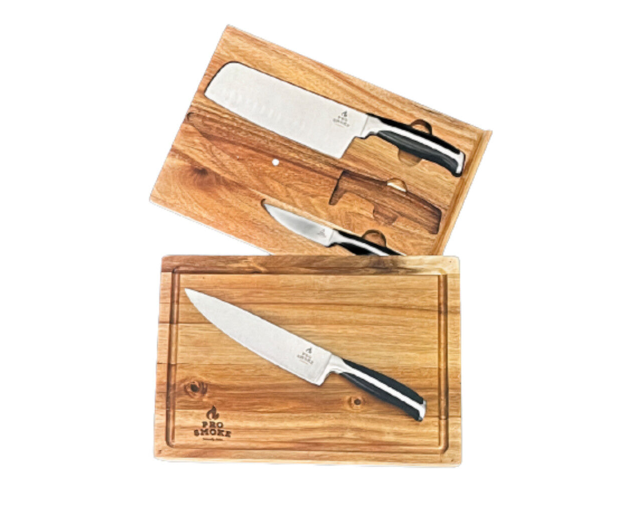 Cutting board top with knives