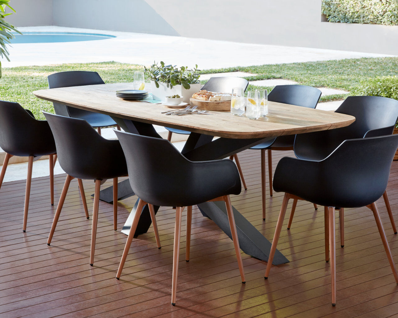 Jakarta charcoal 6 piece garden sofa dining set top