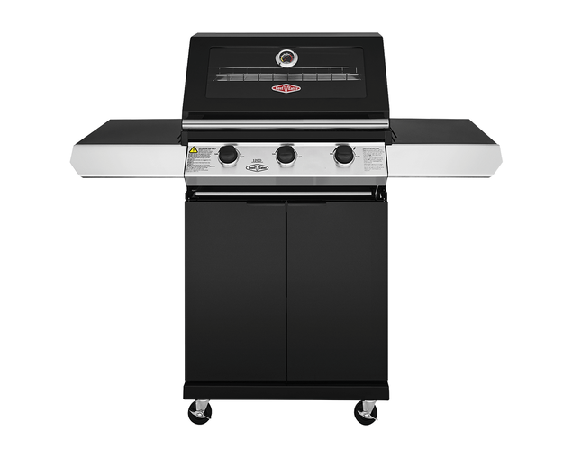 BeefEater 1200 Series 3 Burner BBQ & Trolley - Black Enamel, Enamel Black, hi-res