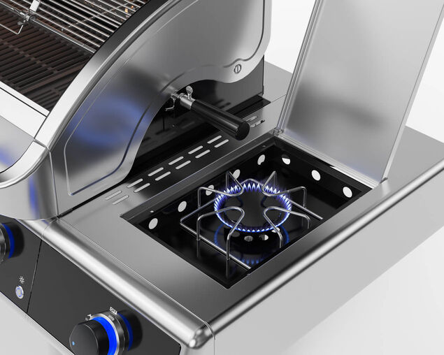 Deluxe Beefmaster T-Series 6 Burner BBQ on Deluxe Cart with Cast Iron Side Burner, , hi-res