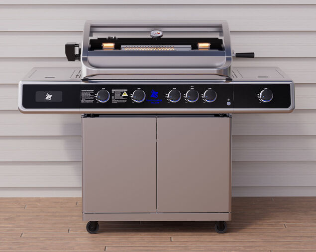 Beefmaster Deluxe T-Series 4 Burner BBQ on Deluxe Cart with Cast Iron Side Burner, , hi-res image number null