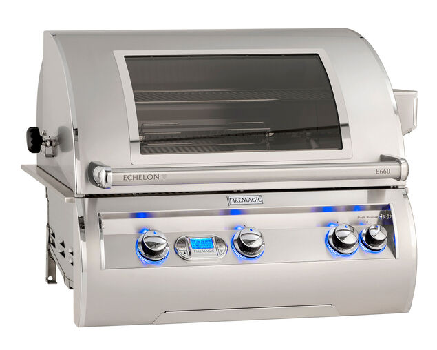 Fire Magic Grills Echelon E660i 3 Burner Built-In BBQ (H Shaped Burners) With Digital Thermometer And Magic Window, , hi-res image number null