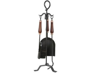 Fireside 3 Piece Fire Poker Tool Set with Wooden Handle