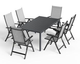 Frankie-Jette 7 Piece Dining Setting - Gunmetal Grey