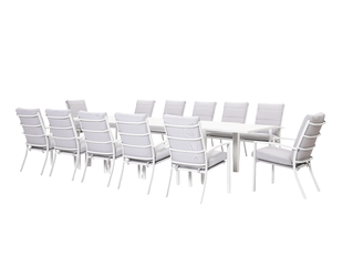 Jette 12 Seater Extension Dining Setting Bundle - Bone