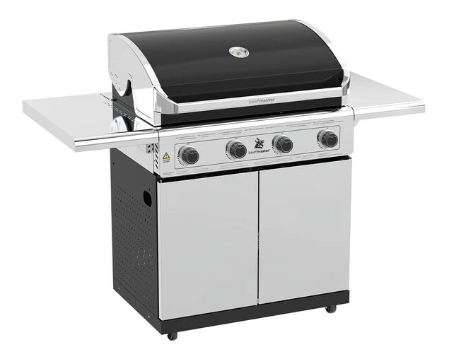 Beefmaster Classic 4 Burner BBQ on Deluxe Cart with Folding Shelves, , hi-res image number null