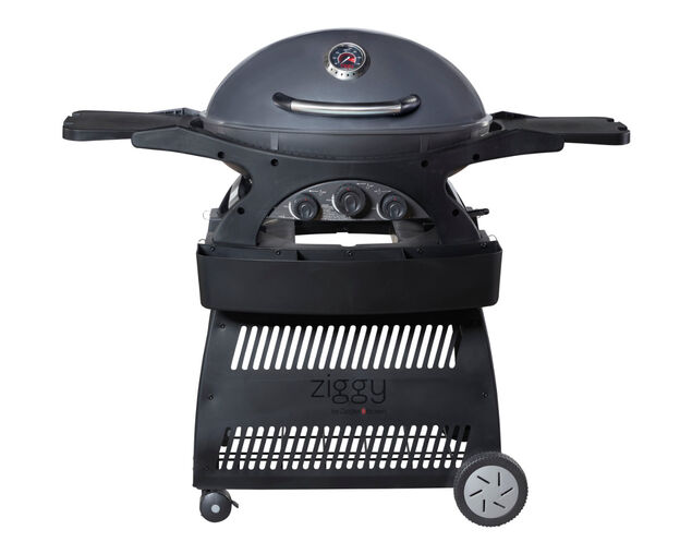 Ziggy Classic Triple Grill LPG BBQ on Cart (Gunmetal Grey), Gunmetal Grey, hi-res image number null