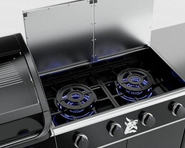 Beefmaster Premium 4 Burner Outdoor Kitchen with Range, Sink & Bench on Classic Carts, , hi-res