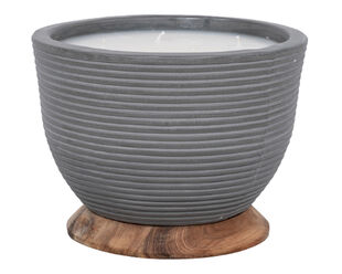 Citronella Ceramic Grey Candle with Acacia Base