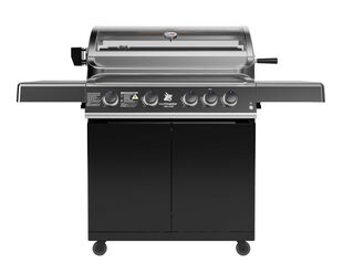 Beefmaster Deluxe T-Series 4 Burner BBQ on Classic Cart with Folding Shelves
