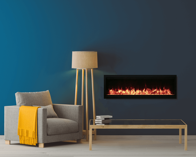 Amantii Smart 60" Clean face Electric Built-in with log and glass, black steel surround, , hi-res
