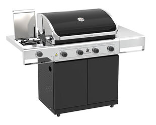 Beefmaster Classic 4 Burner BBQ on Classic Cart with Cast Iron Side Burner