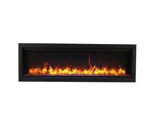 Amantii Smart 74" Clean face Electric Built-in with log and glass, black steel surround