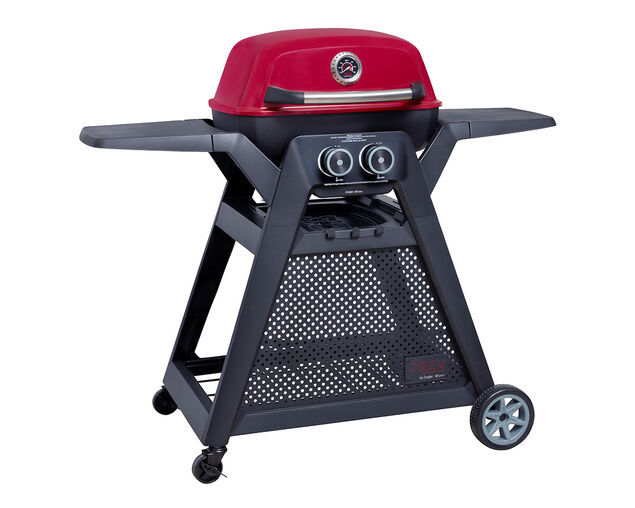 Ziggy Elite Twin Grill LPG BBQ Plus Cart Bundle - Chilli Red, Chilli Red, hi-res