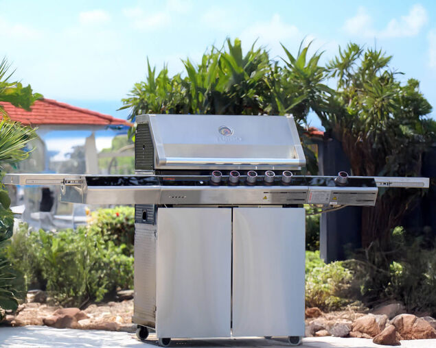 Ziegler & Brown Turbo Q Series Elite 5 Burner BBQ on Cart with Side Burner & Drawer, , hi-res
