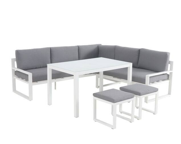 Patmos 5 Piece Low Dining Setting - White, White, hi-res image number null
