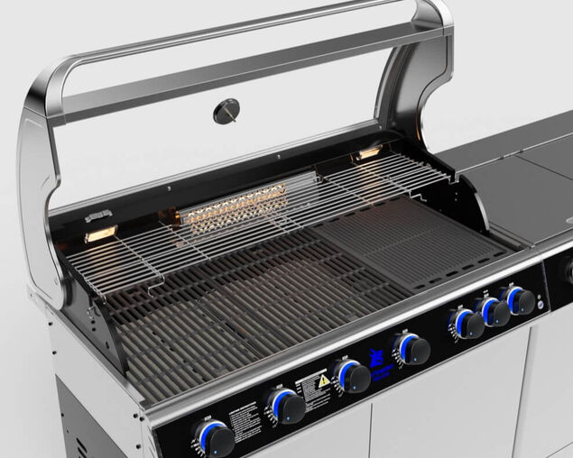 Beefmaster Deluxe 6 Burner Outdoor Kitchen with Range, Sink & Bench on Deluxe Carts, , hi-res