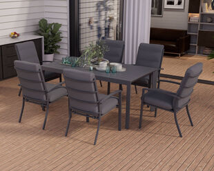 Jette 6 Seater Dining Bundle - Gunmetal Grey