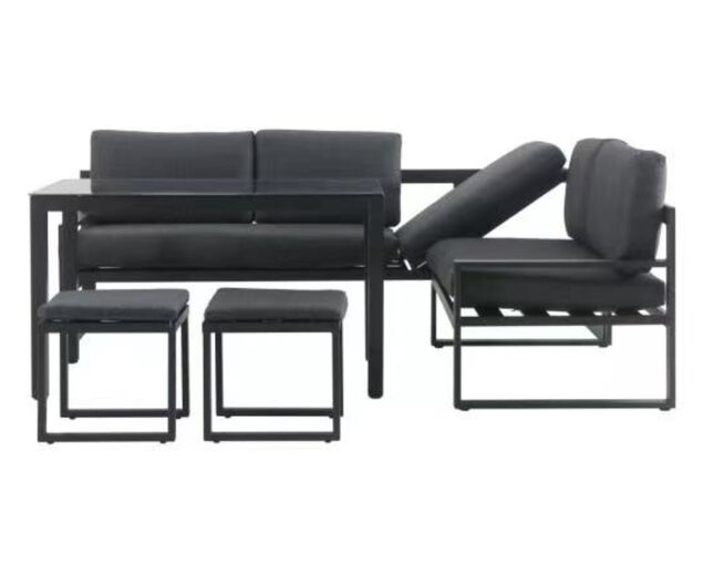 Patmos 5 Piece Low Dining Setting - Gunmetal Grey, Gunmetal Grey, hi-res